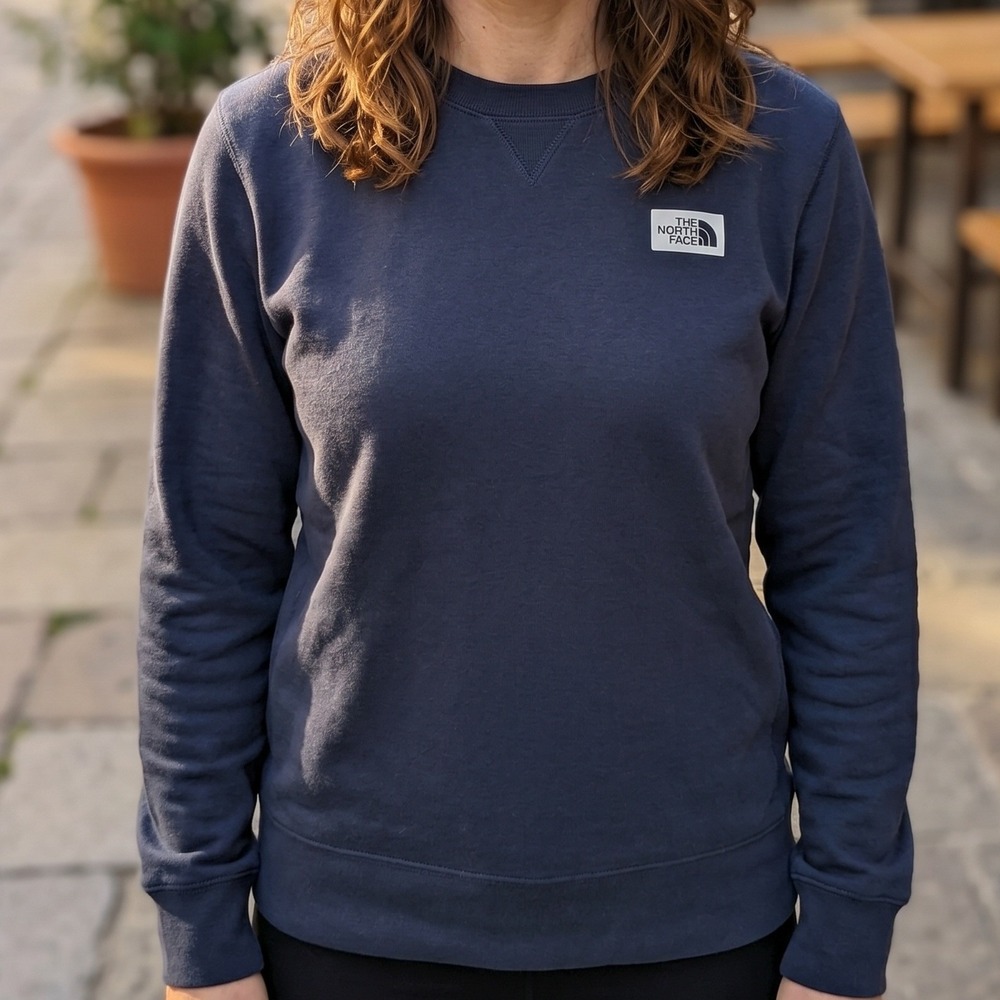 The North Face Womens Navy Blue Crewneck‎ Sweatshirt Box Logo Fleece NF0A475Y
